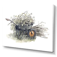 Old Garden Trolley Full of Cut Branches Canvas Wall Art Print
