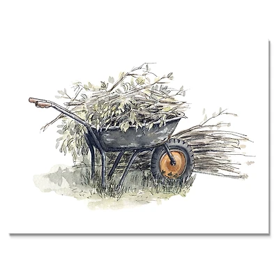 Old Garden Trolley Full of Cut Branches  Canvas Wall Art Print