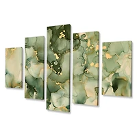 Green Luxury Abstract Fluid Art I Canvas Wall