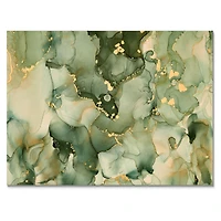 Green Luxury Abstract Fluid Art I Canvas Wall Print