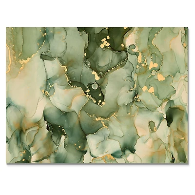 Toile imprimée « Green Luxury Abstract Fluid Art I »
