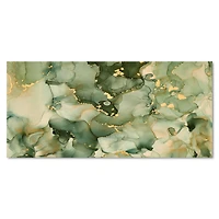 Green Luxury Abstract Fluid Art I Canvas Wall Print