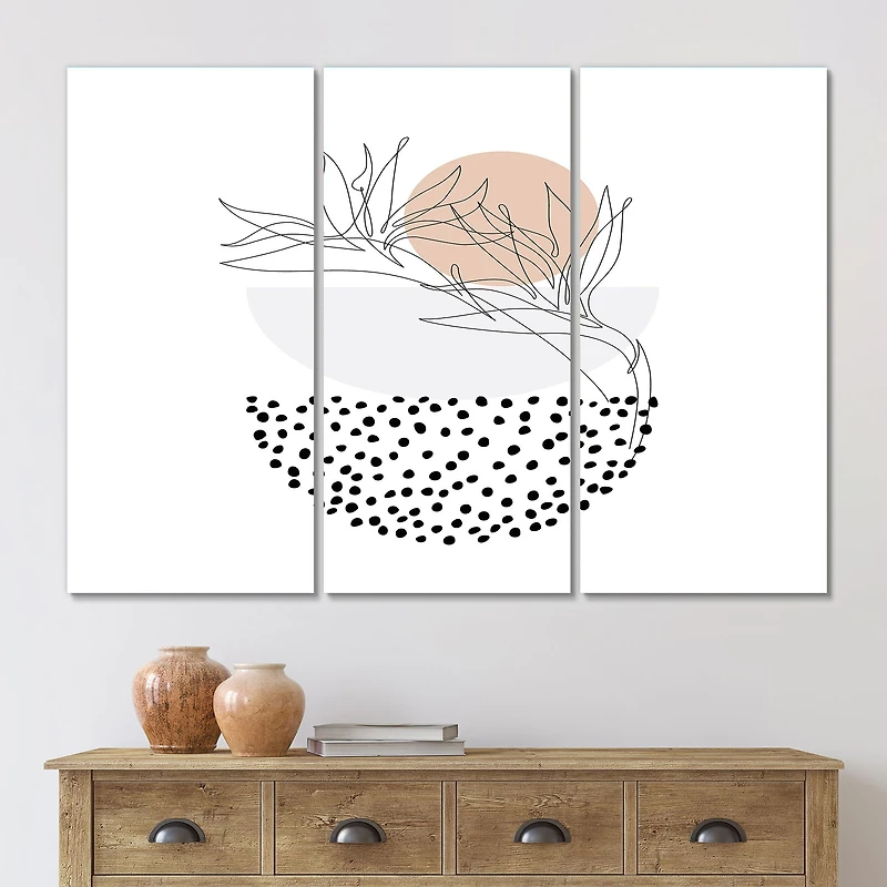 Abstract One Line Art Tropical Flower Canvas Wall Print