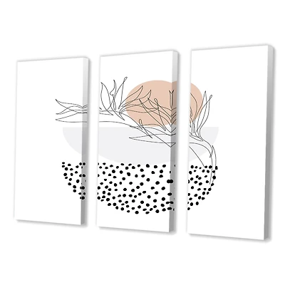 Toile imprimée « Abstract One Line Art Tropical Flower » - 3 panneaux