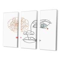 Female Face one Line Drawing with Minimal Shapes Canvas Wall Art Print