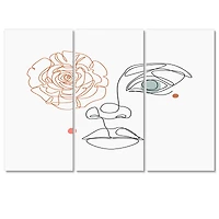 Female Face one Line Drawing with Minimal Shapes Canvas Wall Art Print