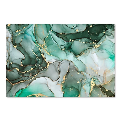 Green Luxury Abstract Fluid Art III Canvas Wall Print