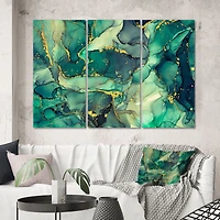 Green Luxury Abstract Fluid Art IV Canvas Wall Print
