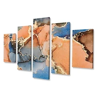 Blue and Orange Luxury Abstract Fluid Art I Canvas Wall Print