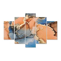 Blue and Orange Luxury Abstract Fluid Art I Canvas Wall Print