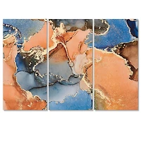 Blue and Orange Luxury Abstract Fluid Art I Canvas Wall Print