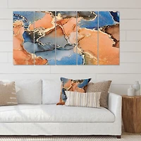 Blue and Orange Luxury Abstract Fluid Art I Canvas Wall Print