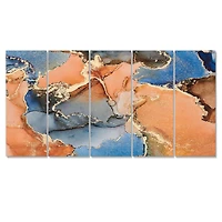 Blue and Orange Luxury Abstract Fluid Art I Canvas Wall Print