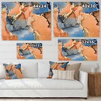 Blue and Orange Luxury Abstract Fluid Art I Canvas Wall Print