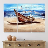 Toile imprimée « An Old Fishing Boat on The Sandy Beach