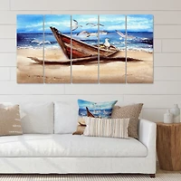 An Old Fishing Boat on The Sandy Beach Canvas Wall Art Print