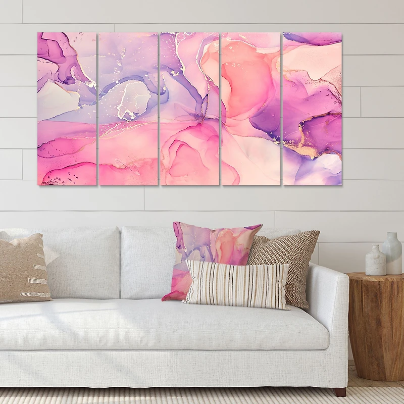 Toile imprimée « Pink and Purple Abstract Marble Texture I »