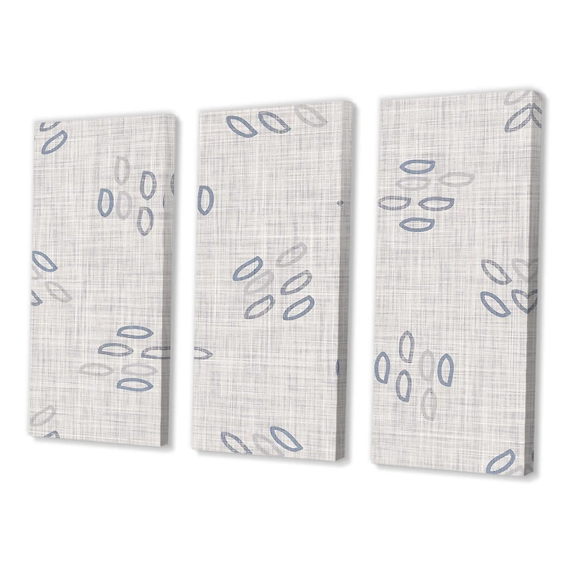 Watercolor Farmhouse Flower Motif Background XI Canvas Wall Art Print - 3 Panels