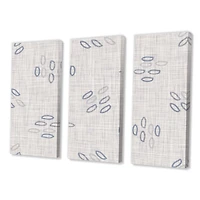 Watercolor Farmhouse Flower Motif Background XI Canvas Wall Art Print - 3 Panels