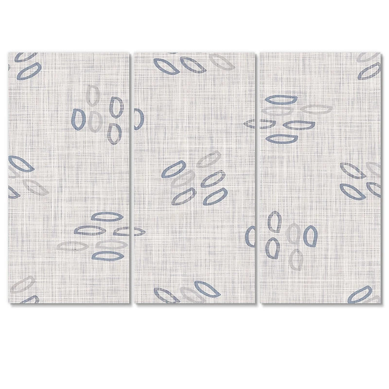 Watercolor Farmhouse Flower Motif Background XI Canvas Wall Art Print - 3 Panels
