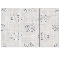 Watercolor Farmhouse Flower Motif Background XI Canvas Wall Art Print - 3 Panels