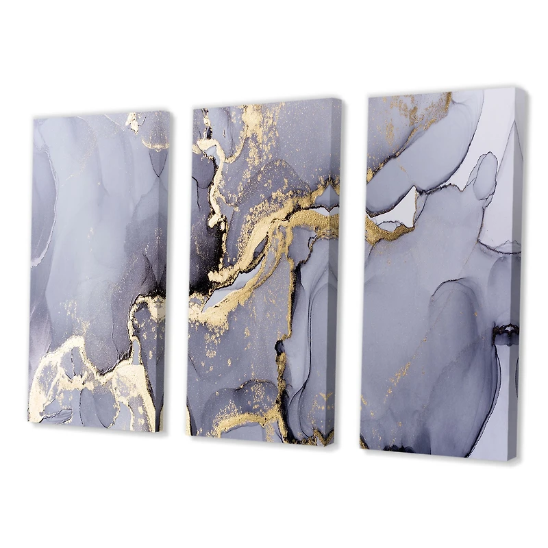 Toile imprimée « Closeup of Black and Golden Abstract Marble Texture