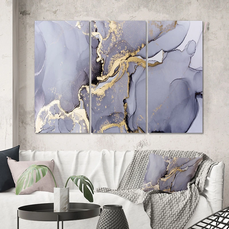 Toile imprimée « Closeup of Black and Golden Abstract Marble Texture
