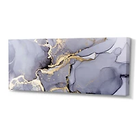 Closeup of Black and Golden Abstract Marble Texture Canvas Wall Art Print