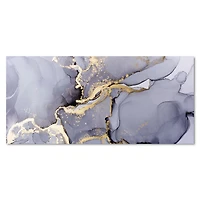 Closeup of Black and Golden Abstract Marble Texture Canvas Wall Art Print