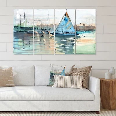Toile imprimée « A Sailboat Marina with Some Yachts » - 4-5 panneaux