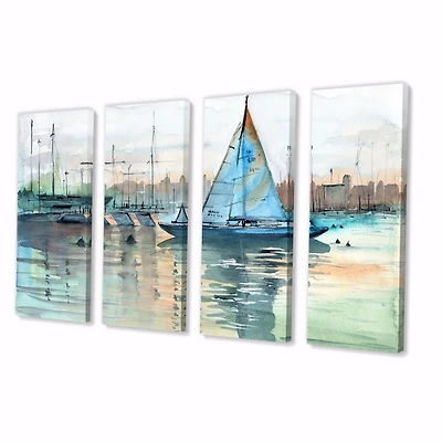 A Sailboat Marina with Some Yachts Canvas Wall Art Print - 4-5 Panels