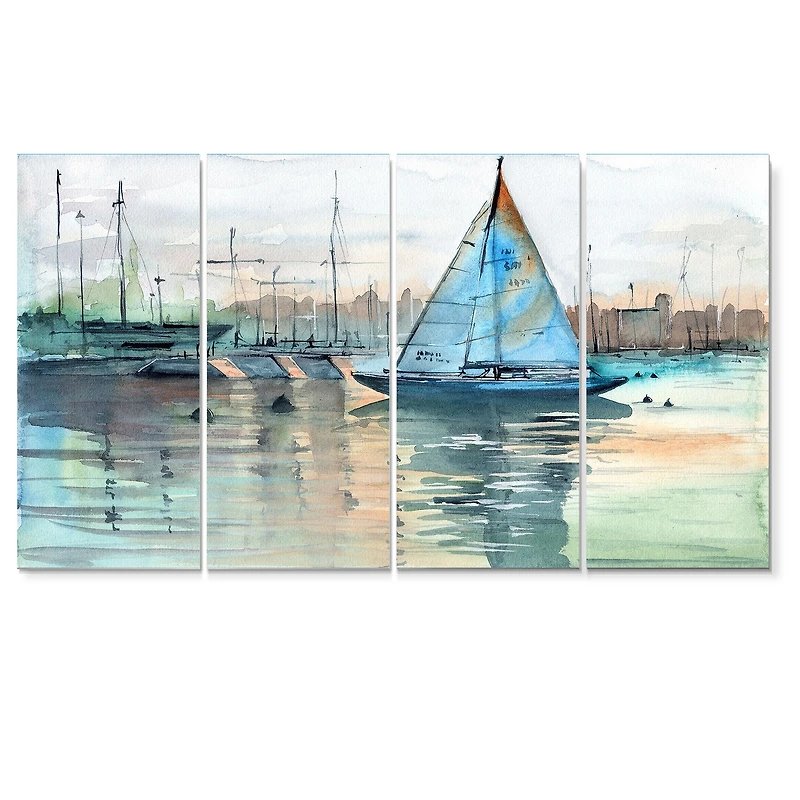 Toile imprimée « A Sailboat Marina with Some Yachts