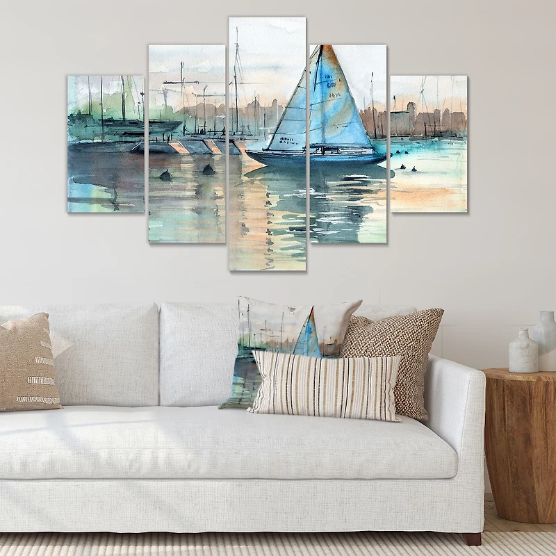 Toile imprimée « A Sailboat Marina with Some Yachts