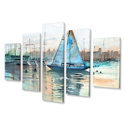 A Sailboat Marina with Some Yachts Canvas Wall Art Print - 4-5 Panels