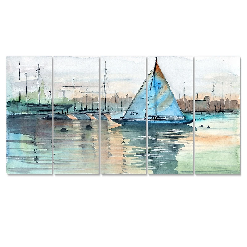Toile imprimée « A Sailboat Marina with Some Yachts