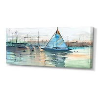 A Sailboat Marina with Some Yachts Canvas Wall Art Print