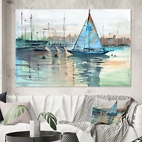 A Sailboat Marina with Some Yachts Canvas Wall Art Print