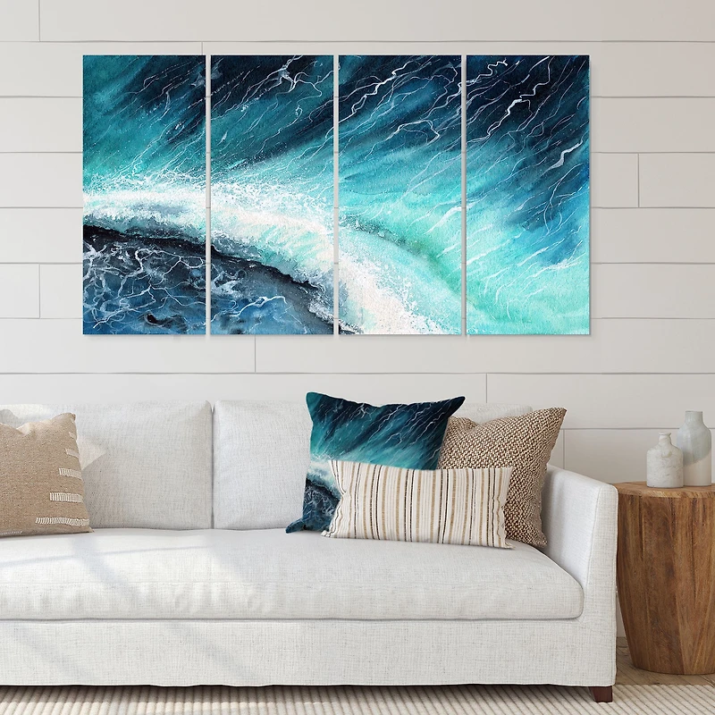 Navy Blue Ocean Waves with White Seafoam I Canvas Wall Art Print