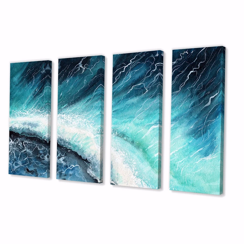 Navy Blue Ocean Waves with White Seafoam I Canvas Wall Art Print