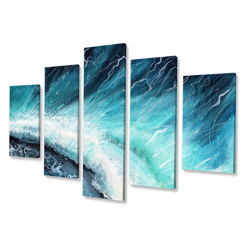 Navy Blue Ocean Waves with White Seafoam I Canvas Wall Art Print