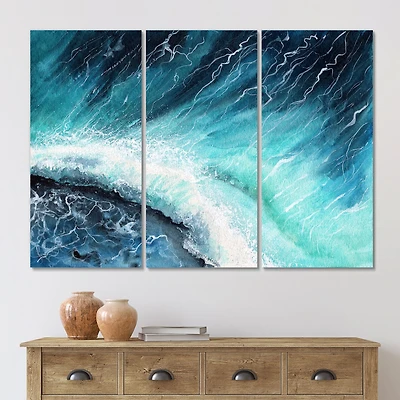 Navy Blue Ocean Waves with White Seafoam I Canvas Wall Art Print