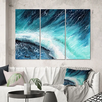 Navy Blue Ocean Waves with White Seafoam I Canvas Wall Art Print