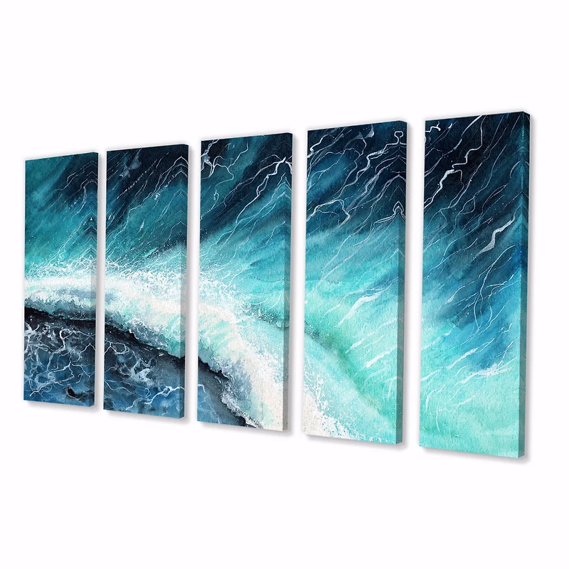 Navy Blue Ocean Waves with White Seafoam I Canvas Wall Art Print