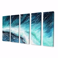 Navy Blue Ocean Waves with White Seafoam I Canvas Wall Art Print