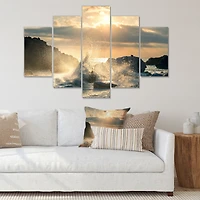 Big Wave Hit the Rock at Beach Canvas Wall Art Print