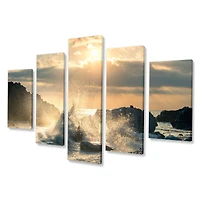 Big Wave Hit the Rock at Beach Canvas Wall Art Print