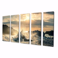 Big Wave Hit the Rock at Beach Canvas Wall Art Print