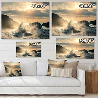 Big Wave Hit the Rock at Beach Canvas Wall Art Print