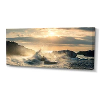 Big Wave Hit the Rock at Beach Canvas Wall Art Print