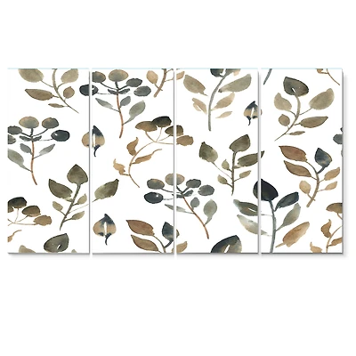 Illustration of Brown Simple Leaves -5 Canvas Wall Art Print